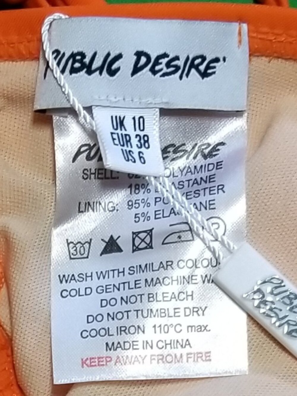 Public Desire Orange Triangle Bikini Top Size 6 Beach Swim Summer Sexy NWT - Picture 4 of 4